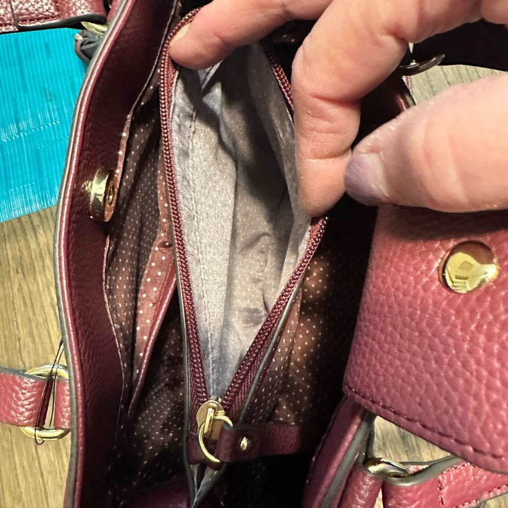 Nanette Lepore NWT Ansel pebble satchel Mulberry - Picture 3 of 6